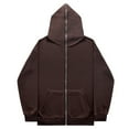 thumbnail image 3 of PMVFHDE Hoodies for Men Winter Solid Color Daily Casual Loose Long Full Zip Pocket Pullover Hooded Jacket Coffee,M, 3 of 4