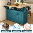 thumbnail image 2 of JESTOP 55.7" Large Kitchen Cart Island on Wheels Foldable Dining Table with 2 Drop Leaf, Power Outlet, 3 Drawers, Wood Storage Cabinet, 2 of 8