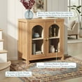 thumbnail image 3 of Sasha Modern Arched Glass Accent Cabinet with Brass Hardware, English Oak, 3 of 15