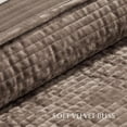 thumbnail image 5 of EVERGRACE Velvet Quilt Set King Size, Luxurious Soft Quilted Bedding Sets, Lightweight Velvet Comforter for All Season, Striped Channel Bedspread Coverlet with 2 Shams, Natural Tan, 5 of 8