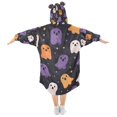 thumbnail image 2 of FORMRS Wearable Blanket Hoodie with Sleeves for Kids Cozy Flannel Sweatshirt, Orange Halloween Ghosts, 2 of 7