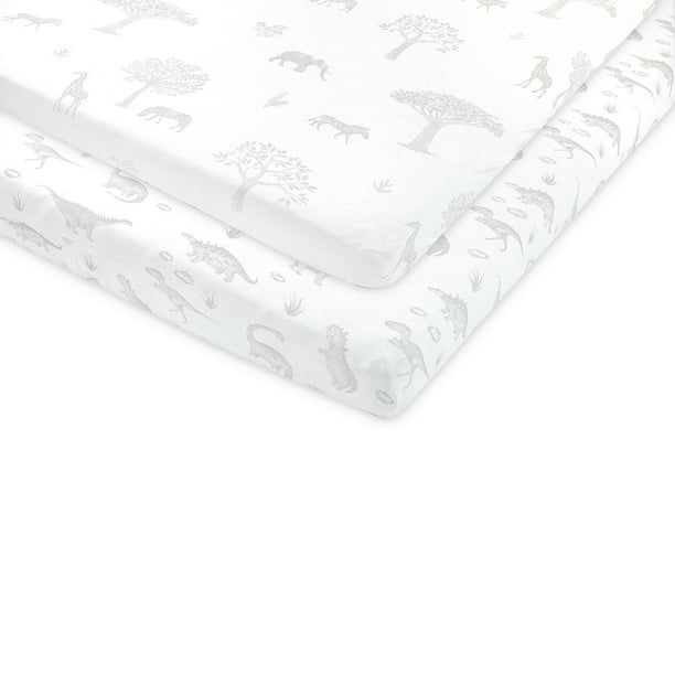 Pack and Play Fitted Sheet, Portable Pack N Plays Mini Crib Sheets, 2