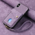 thumbnail image 2 of Nalacover for iPhone XS Max, Slim Case Wallet with Credit Card Holder, Back Flip Premium Leather Magnetic Clasp Kickstand Wirst Hand Strap Shockproof Cover For iPhone XS Max, Purple, 2 of 7