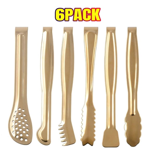 6PCS Mini Small Tiny Tongs, 6 Inch Stainless Steel Small Tong for Serving Food