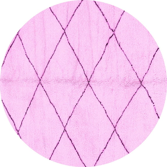 Ahgly Company Indoor Round Solid Pink Modern Area Rugs, 7' Round