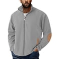 thumbnail image 2 of pstuiky camisa de manga larga para hombre, Blusa/abrigo informal y moderno para hombre, de color liso, con solapa, cremallera y manga larga, de terciopelo y ondas de agua. top de hombre s, 2 of 7