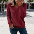 thumbnail image 2 of Liuinsasek Womens Fuzzy Sweater Fashion Casual V-Neck Oversized Long Sleeve Soft Fluffy Knit Pullover Top for Fall/Winter Lounge Outfits, 2 of 9