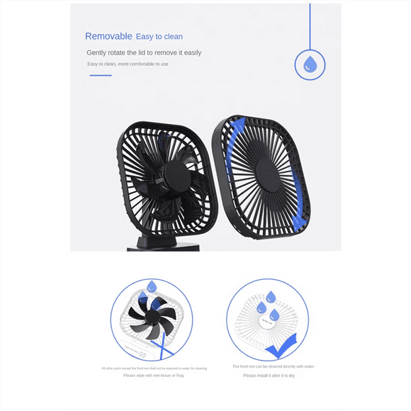 Mini Desktop Fan USB Rechargeable Fan with Timer Strong Wind 3 Speed 7 Fan Leaf Porta5964