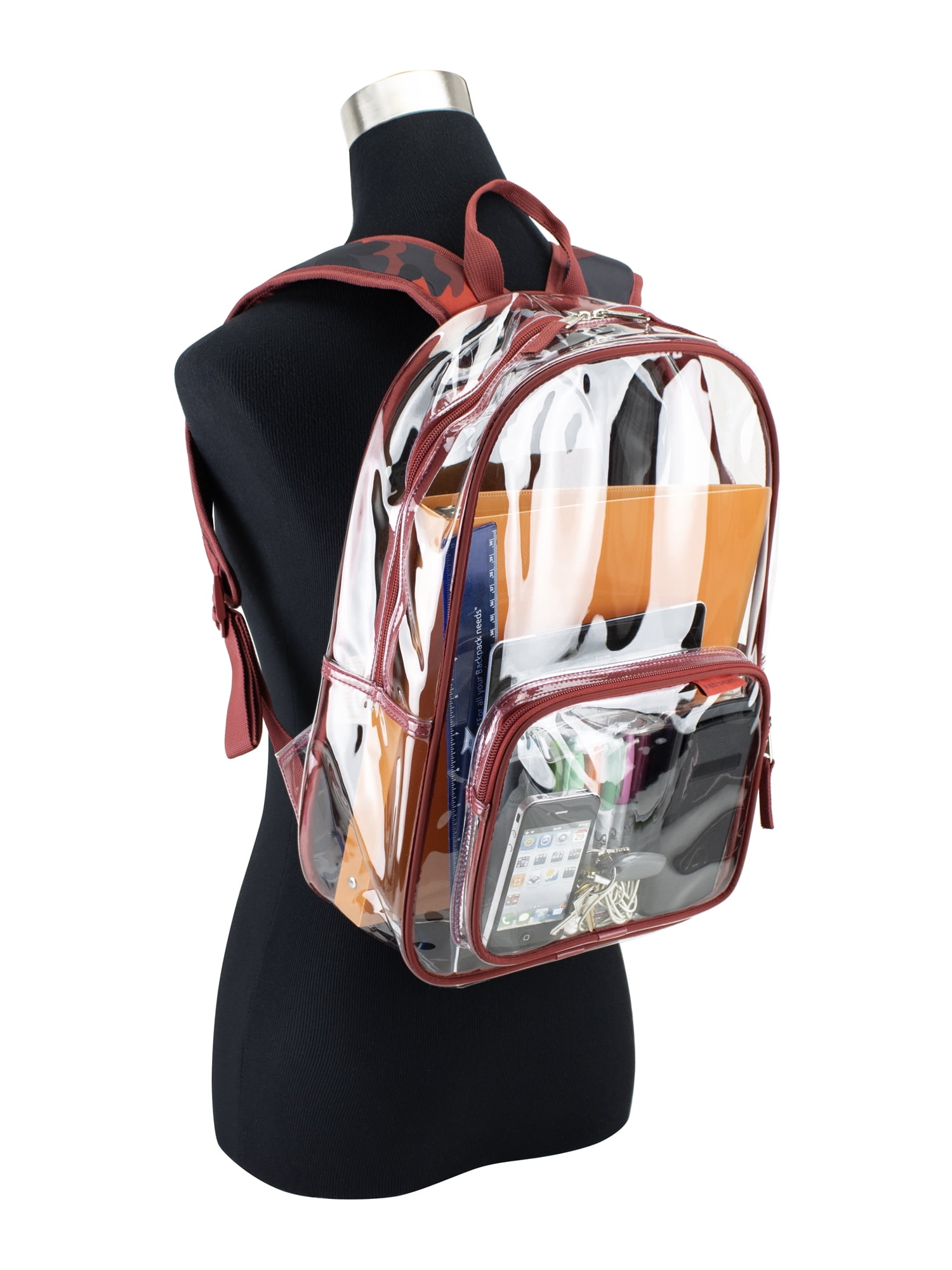 Eastsport Unisex 16" Success Clear Backpack, Red Camo
