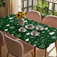 thumbnail image 3 of Green Christmas Table Cloths for 5 Foot Rectangle Tables, Xmas Tree Snowflakes Winter Holiday Patio Waterproof Elastic Fitted Tablecloths, Washable Rectangular Table Cover for Camping, 3 of 8