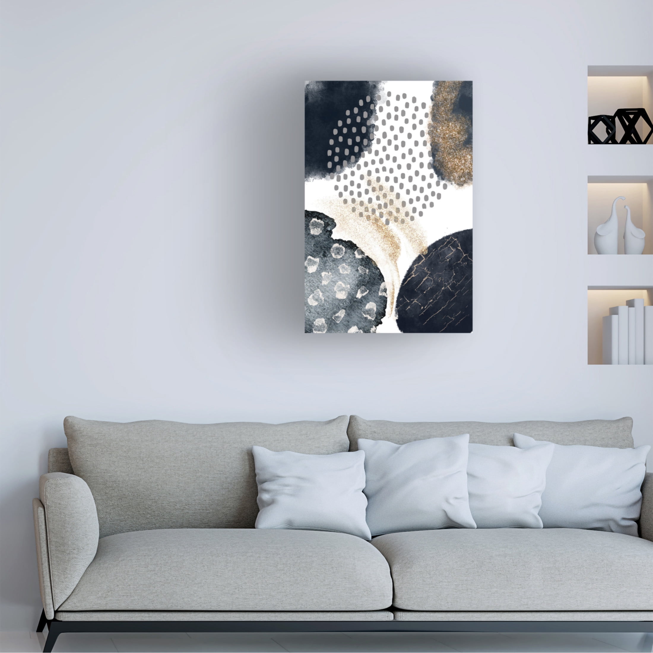 Trademark Fine Art Sally Ann Moss Abstract Black and Gold 3 Canvas Wall Art