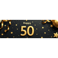 thumbnail image 3 of Glamorous Black Background Happy 50th Birthday Banner with Golden Balloons Crowns Stars Cakes Party Supplies Backdrop Decorations Photography Props for Birthday Party Celebration Photo Booth Decor, 3 of 7