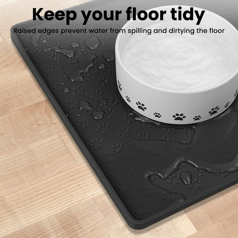 Buy Wholesale China Deluxe Black Waterproof Silicone Placemat For Floors,  Cat Dog Feeding Bowl Mats(19x12) & Pet Mats at USD 1.79