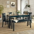 thumbnail image 2 of Lexington Large Dining Set with Bench and 4 Slat Back Chairs, Dark Denim, 2 of 7