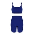 thumbnail image 5 of Xihbxyly 2 Piece Outfits for Women, Workout Outfits for Women 2 Piece Seamless Ribbed High Waist Leggings with Sports Bra Exercise Set Blue XL, 5 of 7