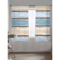 thumbnail image 5 of Sheer Curtains 63 Inch Length 2 Panels Set for Bedroom, Blue Wood Grain Semi Sheer Curtains for Windows, Vintage Country Watercolor Striped Voile Window Treatments Rod Pocket Curtain, 5 of 7