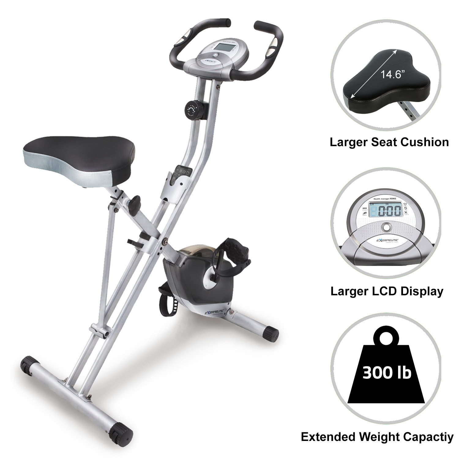 exerpeutic folding magnetic upright bike with pulse review