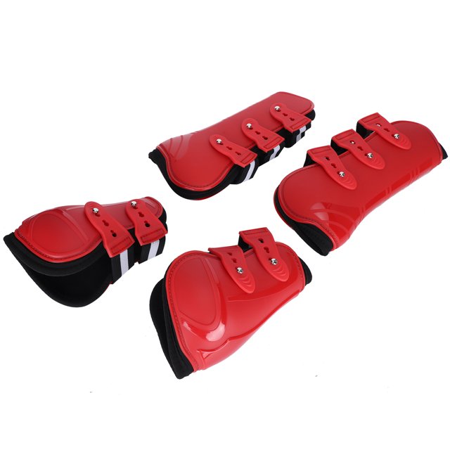 Obstacle Protecteur de Jambe de Cheval, Léger Épaissi Protège-Jambes de Cheval Respirant, Relaxant pour Toute Météo Équitation Course Formation Rouge M