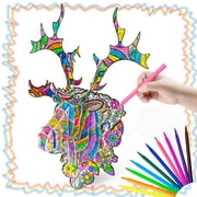 Dream Fun Drawing Kit for Kid Age 6 8 Gift for Girl Age 9 Arts and Crafts for Boys Age 10-12, Coloring Puzzle Art Set for 8-12 Year Old Kids 3D Pens DIY Art Toy with Coloring Crayons