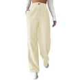 thumbnail image 2 of SNKSDGM Women's Plus Womens Linen Pants Long Length Tall 34 Inseam Women's Pants Petite Linen High Waist Cord Wide Leg Pants Straight Trousers Women Big Size Corduroy Pants, 2 of 7