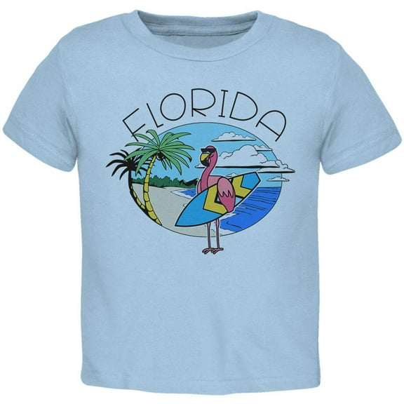 Florida Flamingo Summer Beach Toddler T Shirt Light Blue 3T