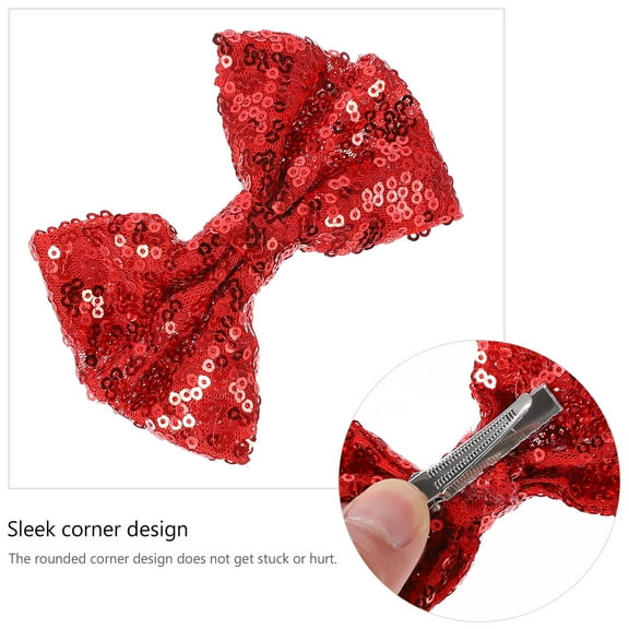 MLINS  8 Pcs Sequin Hair Clip Sparkle Bow Clips Sparkly Christmas Child Red