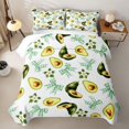thumbnail image 2 of Manfei Fruit Floral Avocado Bed Spread Queen 3pcs,Kawaii Plaid Bow Queen Coverlet Set,White Green,1 Quilt and 2 Pillowcases, 2 of 7