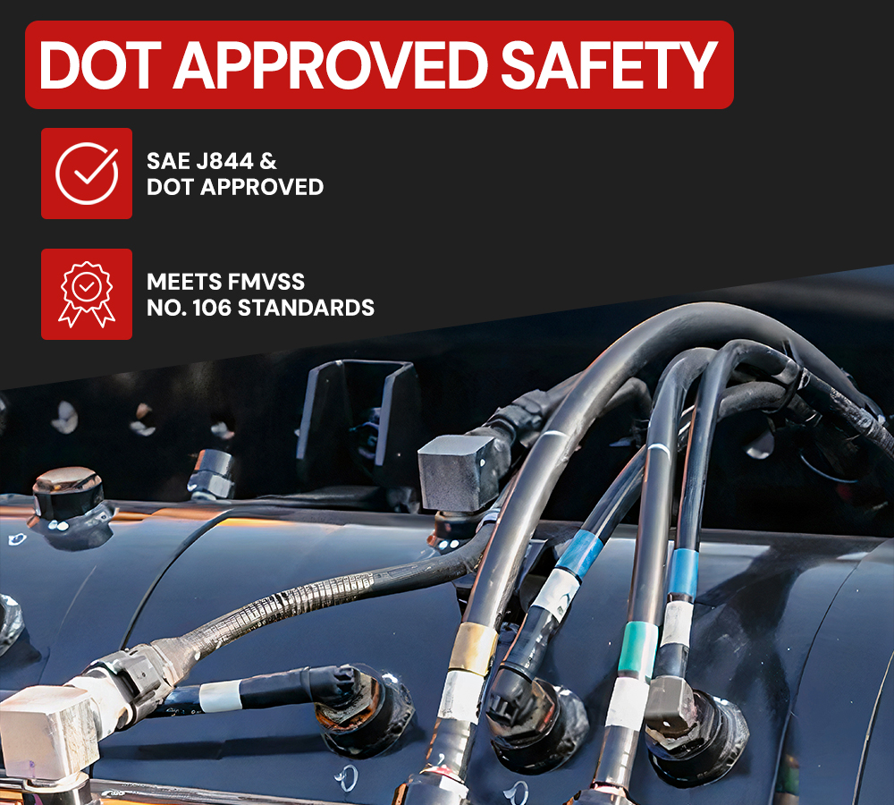 1/4" OD x 500' Black SAE J844 Nylon Air Brake Tubing DOT Compliant | Pneumatic Nylon Air Line Hose for Air Brake System