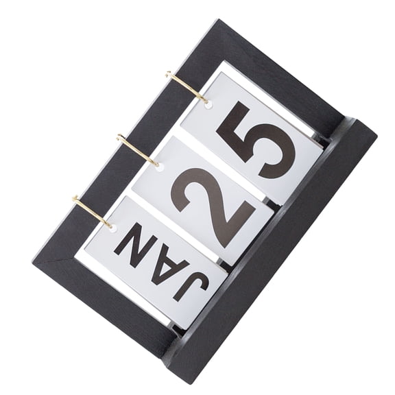FOMIYES Black Wooden Perpetual Desk Calendar with Aluminum Frame, Ideal for Home, Office, and Desk Decoration