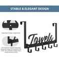 thumbnail image 4 of Over The Door Hooks - Heavy Duty Towel and Coat Holder, 5 Hook Rack for Bathroom, Bedroom, and Kitchen, Black Finish, 4 of 7