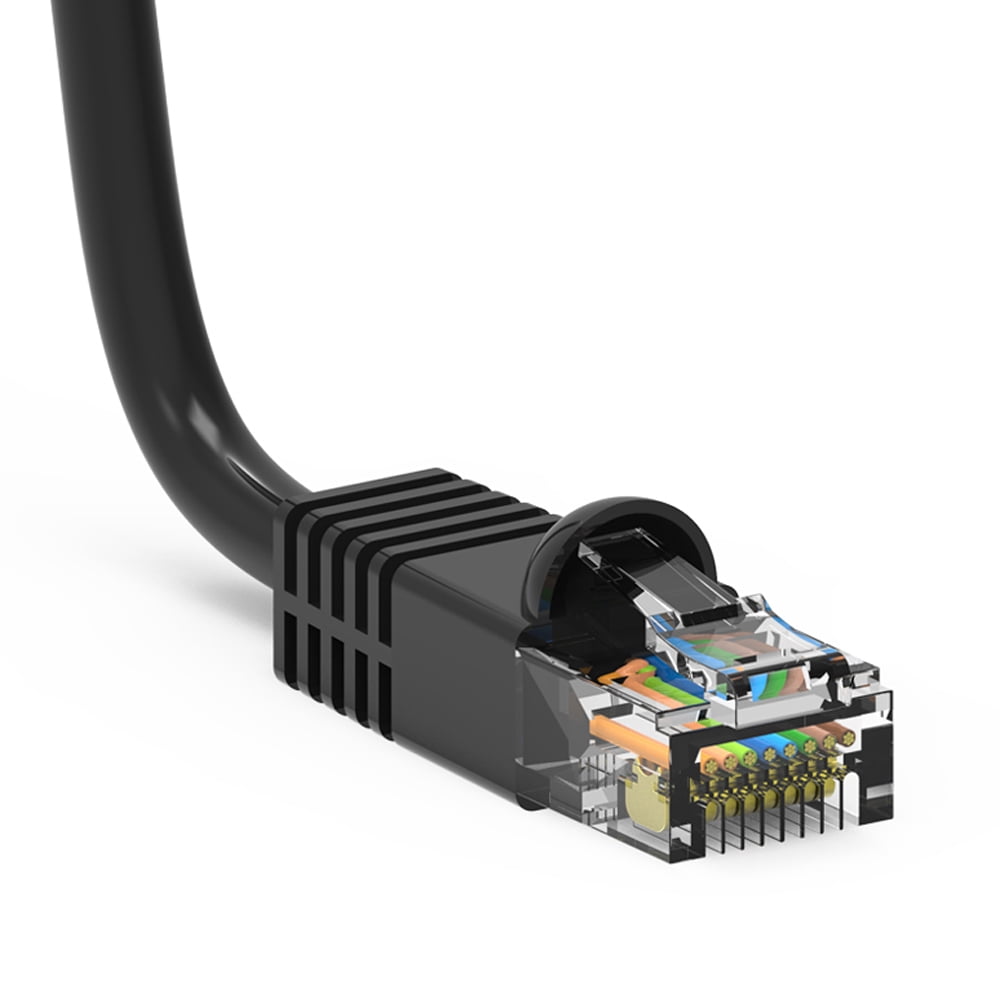 Cable Central LLC Cat 6 Ethernet Cable 12 Feet (1 Pack) High Speed Internet Patch Cord Cat 6 With RJ45 Connector - Black UTP Booted 12 Ft Computer Network Cable, Internet Cable, Cat 6 Cable