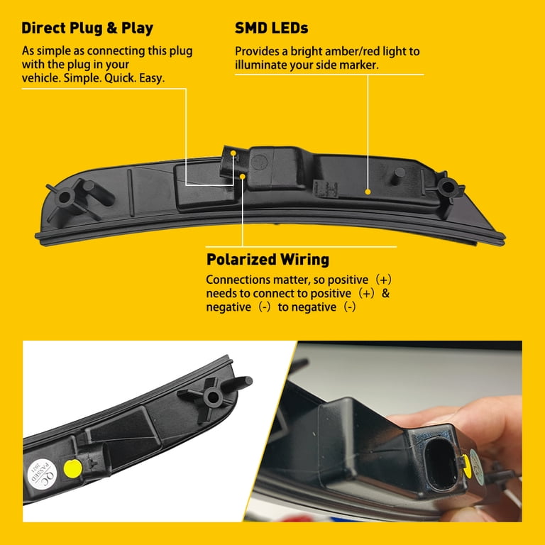 Amber lens Front LED Strip Fit Side Lights Marker For 2015-2023 Chrysler 300