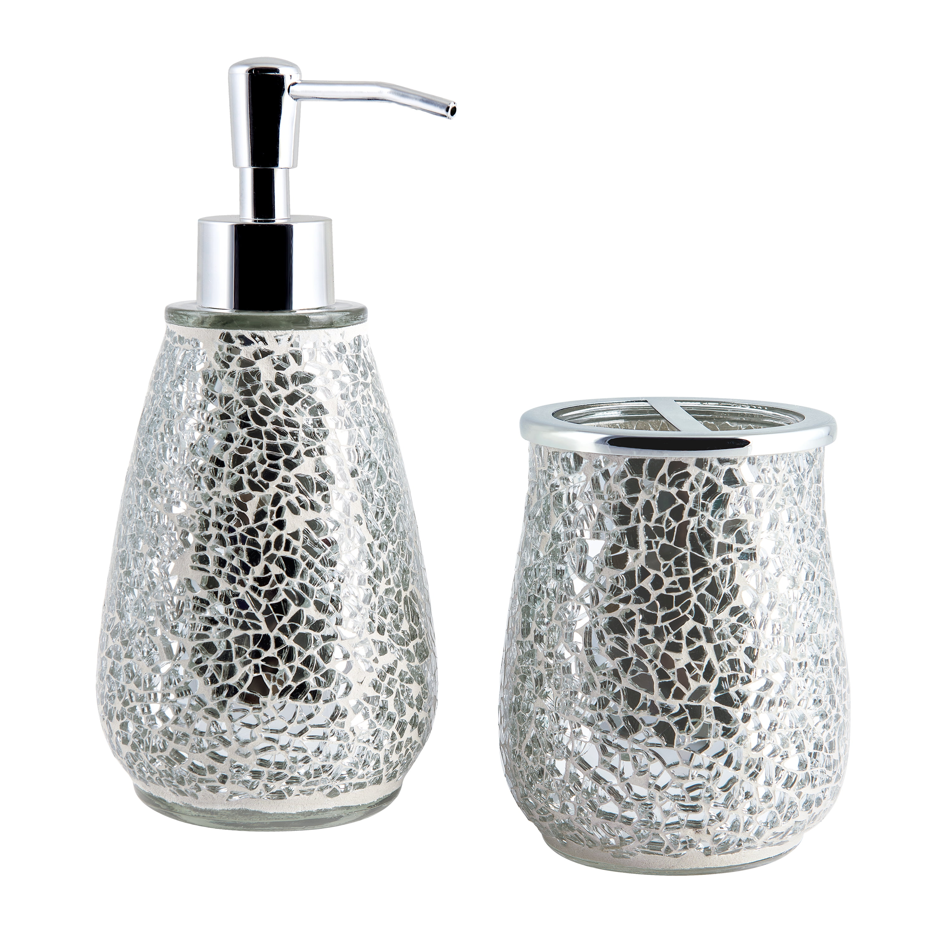 Better Homes & Gardens Grey Glimmer Mosaic Glass Bathroom Lotion Pump