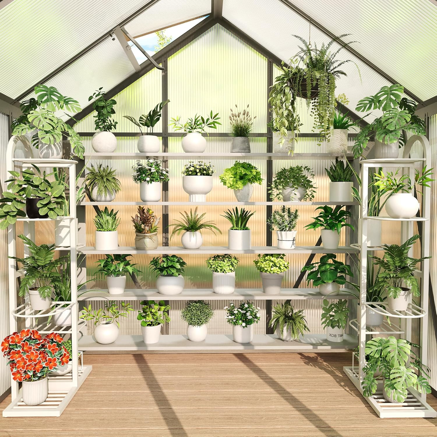 QinaQin 6 x 4 FT Outdoor Greenhouse,Polycarbonate Greenhouses with Aluminum Frame,Sliding Door,Adjustable Roof Vent for Backyard,Green Houses for Outside Garden,Black