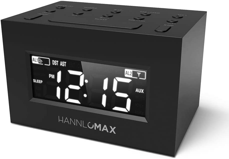 HANNLOMAX HX111CR Alarm Clock Radio, PLL AM/FM Radio, Dual Alarm
