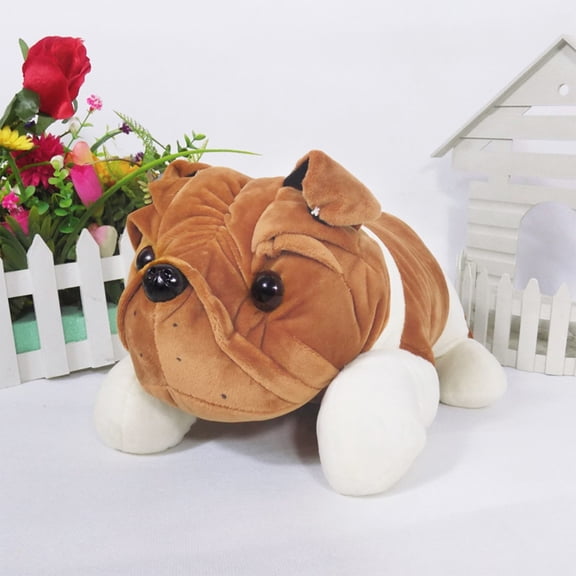 HCBY Bulldog Plush Toy, Realistic Stuffed Animal with 2 Color Options, Soft PP Cotton Filled, Washable Durable for Kids Companion and Home Decor