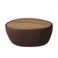 thumbnail image 6 of 32" Oval Coffee Table with Marble Top, Fluted PU Leather Center Table, Modern Minimalist Tea Table for Living Room, No Assembly, Coffee, 6 of 6