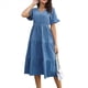 thumbnail image 2 of Vestido Informal de Mujer con Escote en V, Volantes y Corta, Corte A, Holgado, Midi Azul XL, 2 of 10