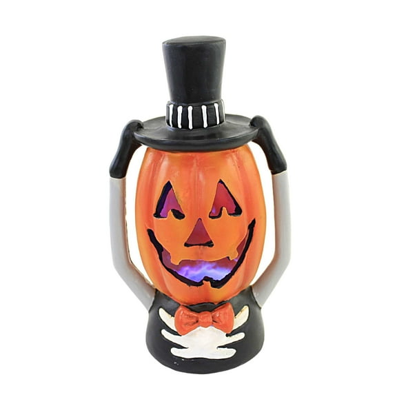 Halloween Pumpkin Head Led Polyresin Light-Up Skeleton R0169 Orange