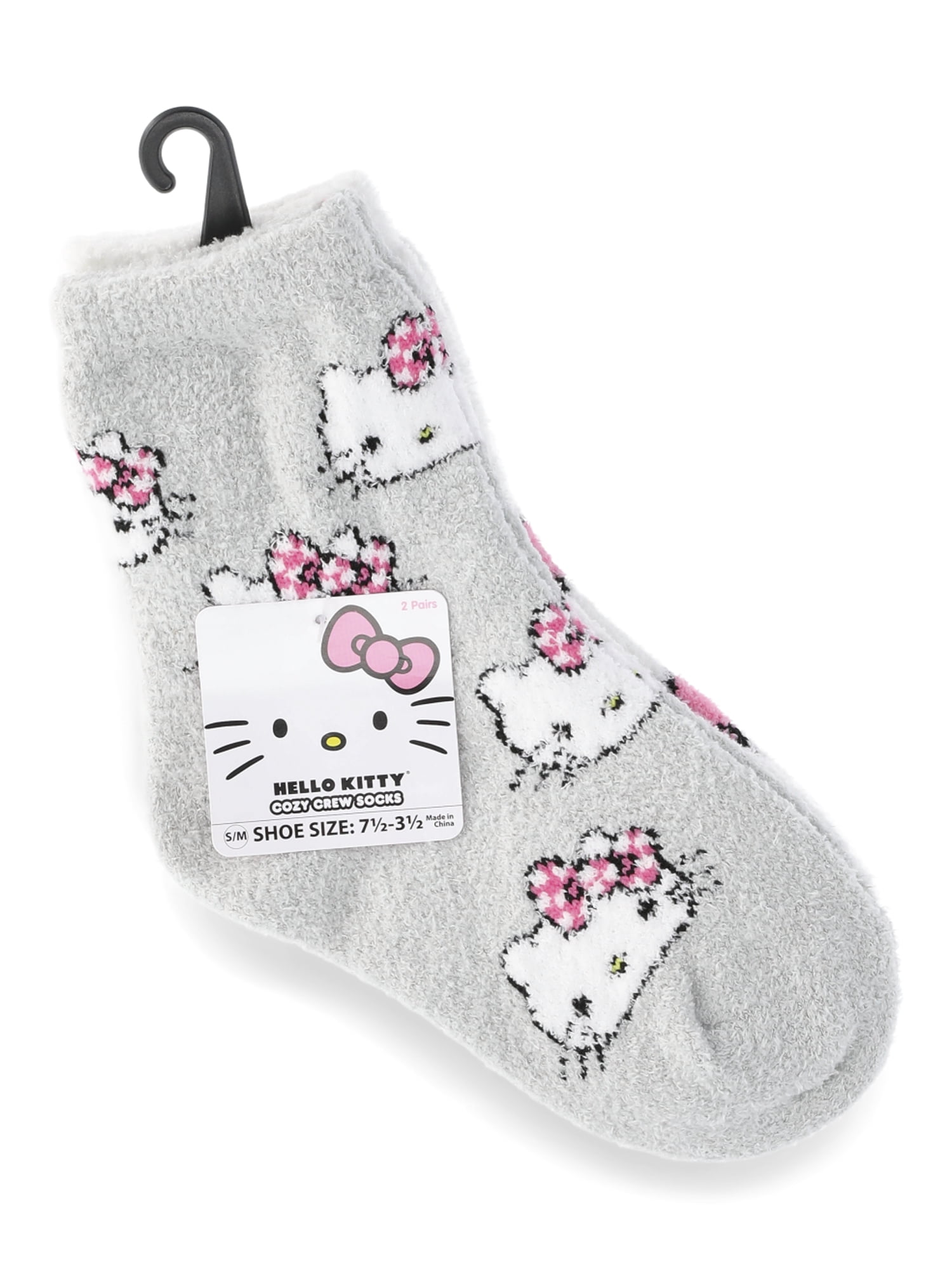 Hello Kitty Girls Cozy Socks, 2-Pack, Sizes S/M-M/L