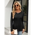 thumbnail image 5 of FUNING  Women's Color Block Tops Casual Long Sleeve Tunic Round Neck Pullover Shirts, 5 of 7