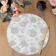 thumbnail image 3 of Gray Coastal Round 15 Inch Placemats Set of 8, Summer Beach Ocean Coral Conch Shell HeatResistant Non Slip Place Mats for Dining Table, Wipeable Braided Kitchen Table Mats for Housewarming, 3 of 9