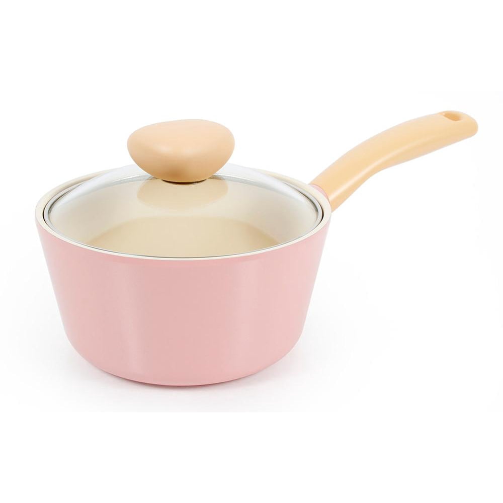 Retro 1.5qt Saucepan in Pink, Glass Lid