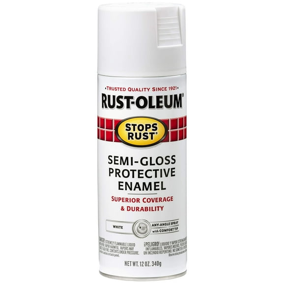 Rust-Oleum 7797830 Stops Rust Spray Paint, 12 oz, Semi-Gloss White