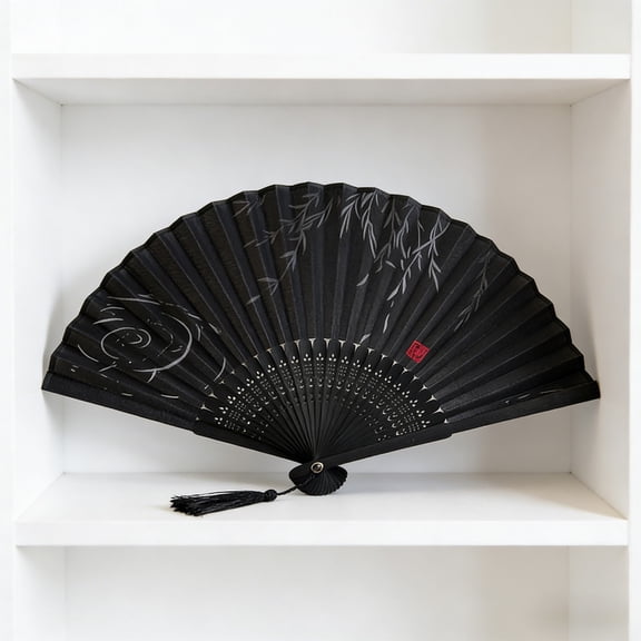 Portable Wooden Hand Fan,Unisex Folding Fan for Summer Cooling, Japanese Style Kimono Fan,Cosplay Accessory,Home Office Desk Decor