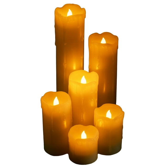 Set de 6 velas LED sin llama con temporizador de color marfil fundido WyzWorks