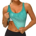 thumbnail image 3 of Hirioo Teal Turquoise1 for Women's Sports Vest with Full-Print Design, Stretchy Fabric and Removable Pads-X-Large, 3 of 8
