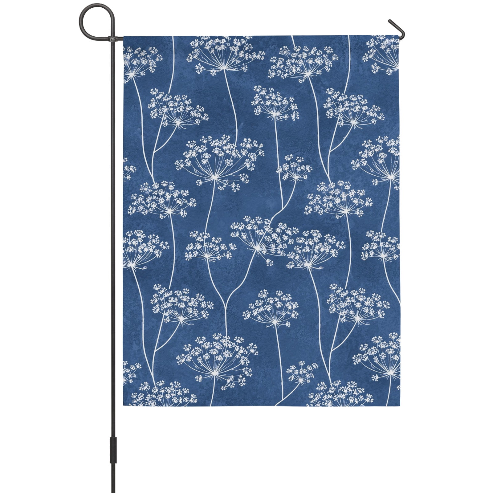 Navy Blue Umbellifer Garden Flags For Outdoor Retro Rustic Flora Stems Flower Botanical Small Double Side Yard Flags Weather Proof Garden Decor for Lawn Outside Holiday 12 x 18 Inches