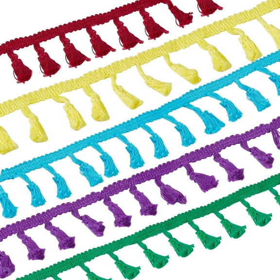 20 Yards 5 Colors Cotton Tassel Fringe Lace Trim Ribbon Trimming for Sewing Clothing Bedding Curtain Craft