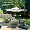 thumbnail image 2 of PURPLE LEAF 12FT Deluxe Round Wood Grain Patio Umbrella, Large Offset Cantilever Umbrella with 360° Rotation, Cream, 2 of 13